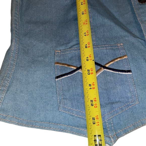 Vintage 1970s Ralph La Cher Rare Light Blue Denim V Neck Vest Jacket - Picture 6 of 6